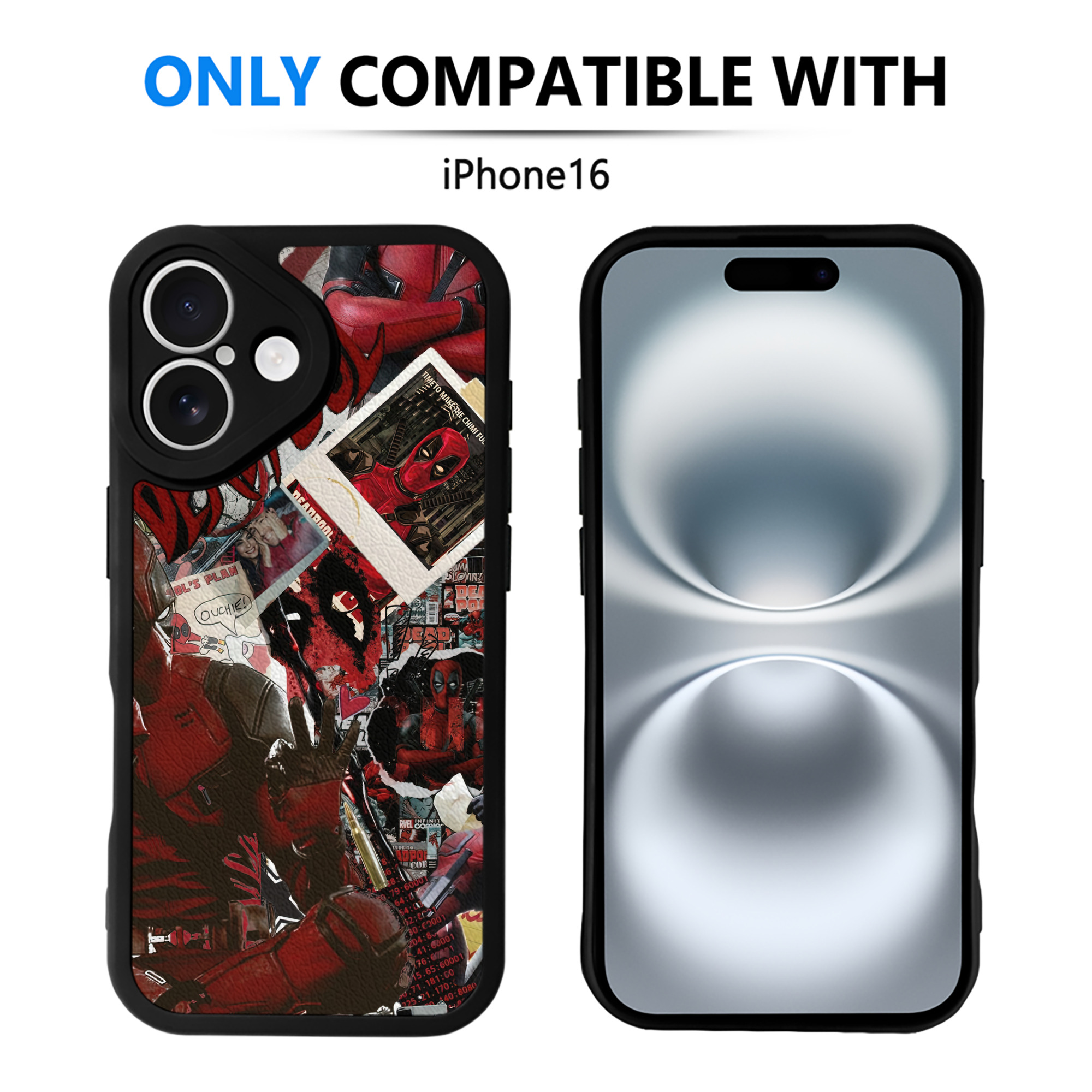 （画像用） Deadpool デッドプール 【iPhone 16シリーズ対応】シリコンスマホケース（レザー調） 材質：シリコン